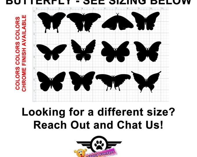 12x Butterfly Vinyl Decals Various Sizes and Colors Die Cut Vinyl Decal also in Cool Chrome Colors