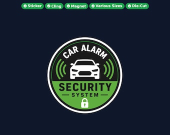 Security System Round Sticker, Magnet, Vinyl Sticker or Window Cling, UV Laminate Coating, laptop, water bottle, or 12x 2 inch round qty's