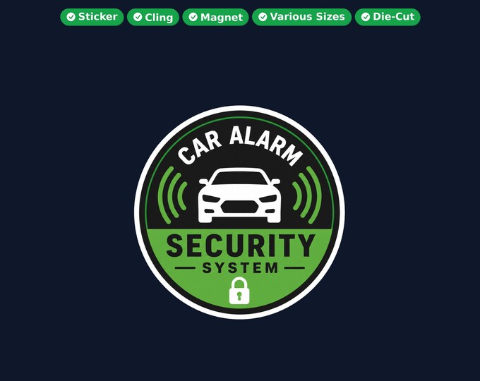 Security System Round Sticker, Magnet, Vinyl Sticker or Window Cling, UV Laminate Coating, laptop, water bottle, or 12x 2 inch round qty's