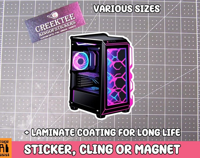 Gaming PC Vinyl Sticker, Magnet or Window Cling in Various Sizes with Laminate Coating