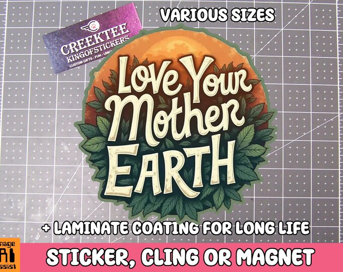 Love Your Mother Earth Vinyl Sticker, Window Cling or Magnet in UV Laminate Coating