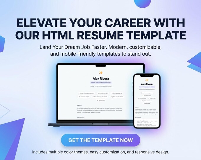 RESUME TEMPLATE 1003 — Instant Digital Download, HTML Files For Your Own Resume Landing Page, Edit in Minutes, No Design Skills