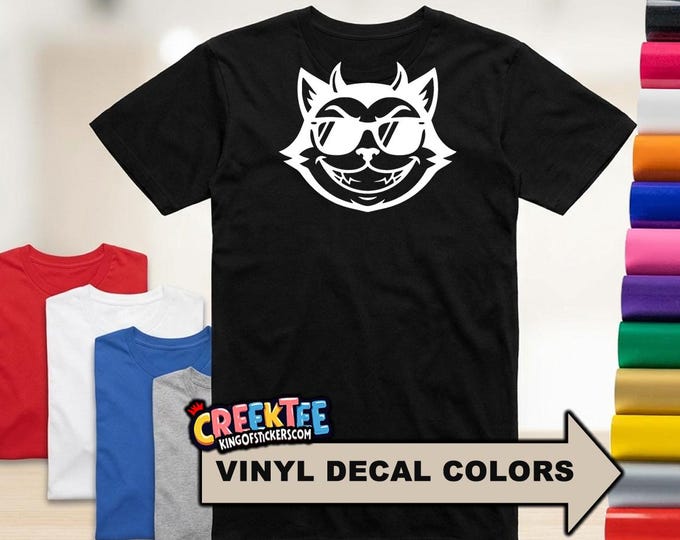 Evil Cool Cat Fun HTV Vinyl Print Tee Various Colors and Sizes