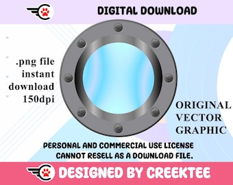 Ship Porthole Vector Graphic, Transparent PNG File (Digital Download)