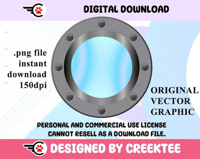 Ship Porthole Vector Graphic, Transparent PNG File (Digital Download)