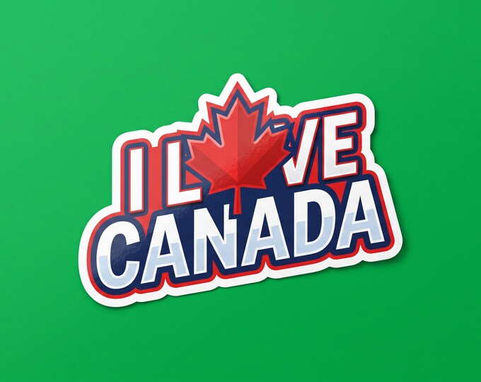 I Love Canada Bumper Sticker, Magnet, Vinyl Sticker or Window Cling, UV Laminate Coating