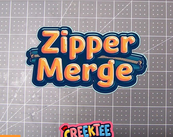 Zipper Merge Vinyl Sticker, Window Cling or Magnet in UV Laminate Coating