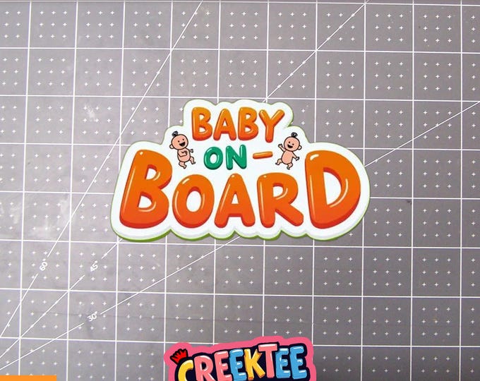 Baby On Board Cute Cat Vinyl Sticker, Window Cling or Magnet in UV Laminate Coating