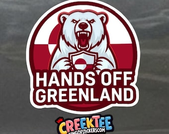 Hands Off Greenland Bumper Sticker, Magnet, Vinyl Sticker or Window Cling, UV Laminate Coating, laptop, water bottle