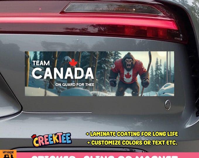 Team Canada Bumper Sticker, Magnet, Vinyl Sticker, Window Cling or Magnet in UV Laminate Coating
