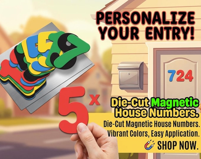 up to 5 Custom Magnetic Numbers or Letters Various Heights 20 mil flexible vinyl magnet