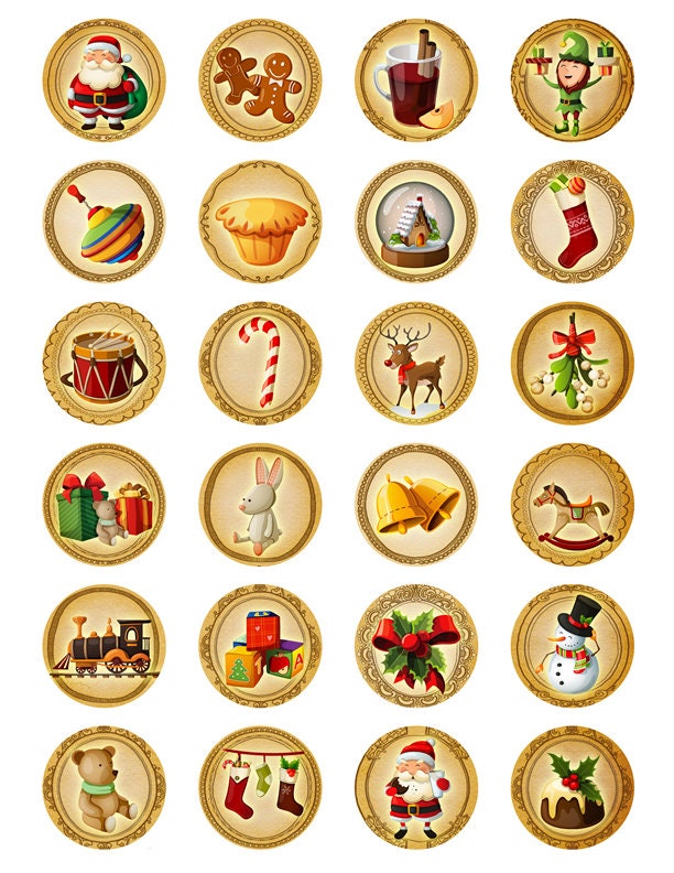 24 PINS Christmas Collection Fun 1 inch Fridge or Message Board Magnets