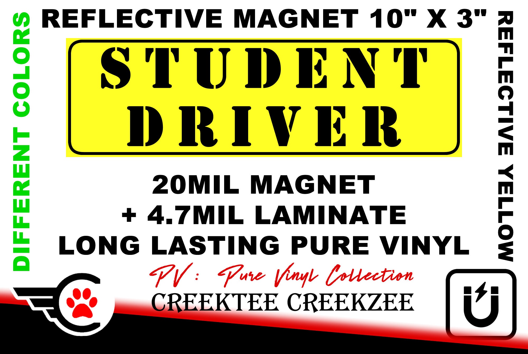 Reflective Student Driver Pure Vinyl 10