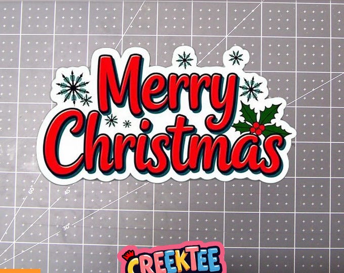 Merry Christmas Vinyl Sticker, Window Cling or Magnet in UV Laminate Coating
