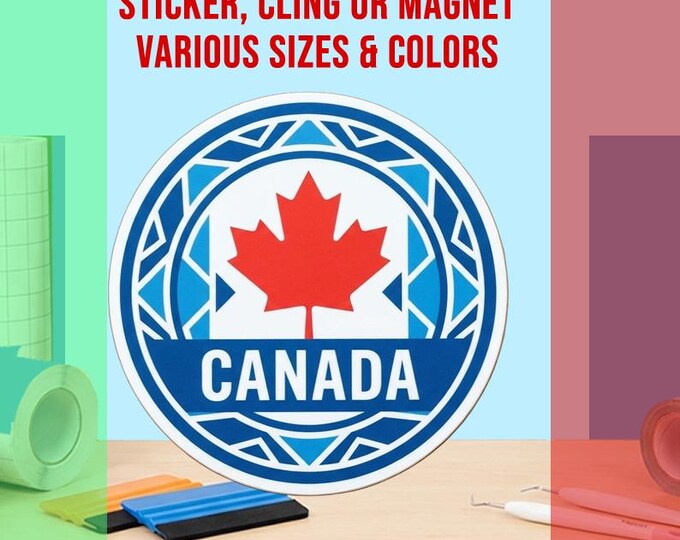 Canada Round Bumper Sticker, Magnet, Vinyl Sticker or Window Cling, UV Laminate Coating, laptop, water bottle