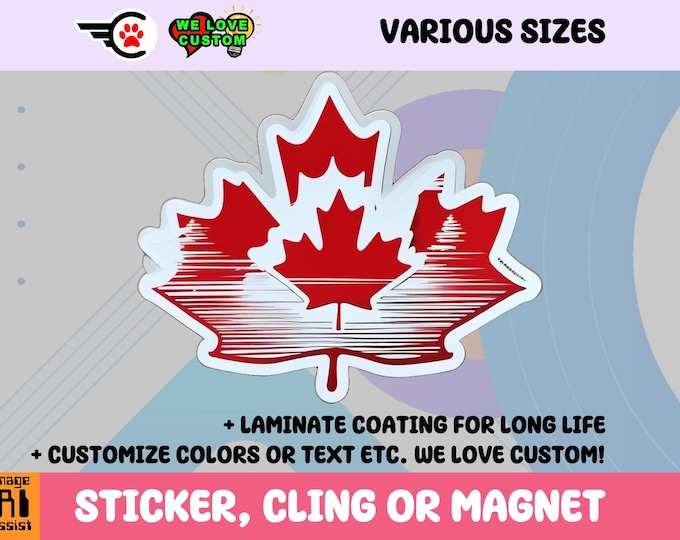 Canada Vinyl Sticker, Magnet or Window Cling in Various Sizes