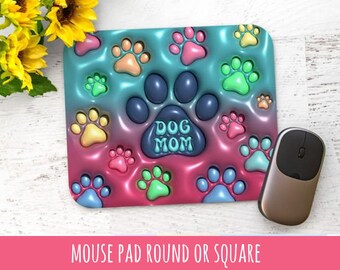 Dog Mom Round or Rectangle  Printed Custom Mouse Pad - Mouse Pad Thick Non Slip Bottom Smooth or with your custom image