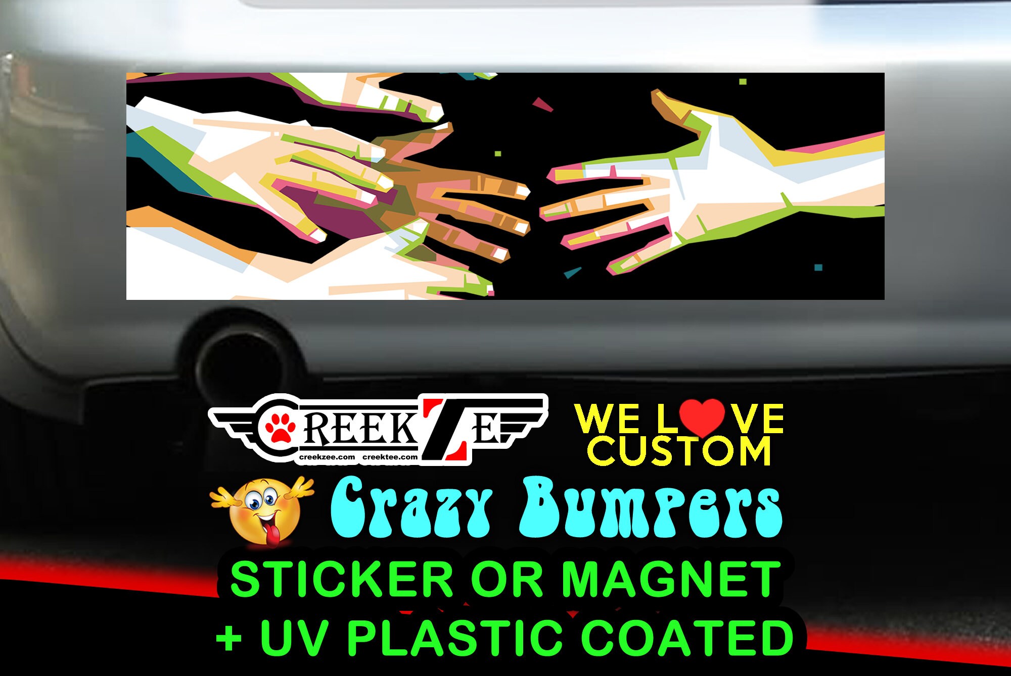 Helping Hand Digital Bumper Sticker or Magnet various sizes available with UV laminate protection