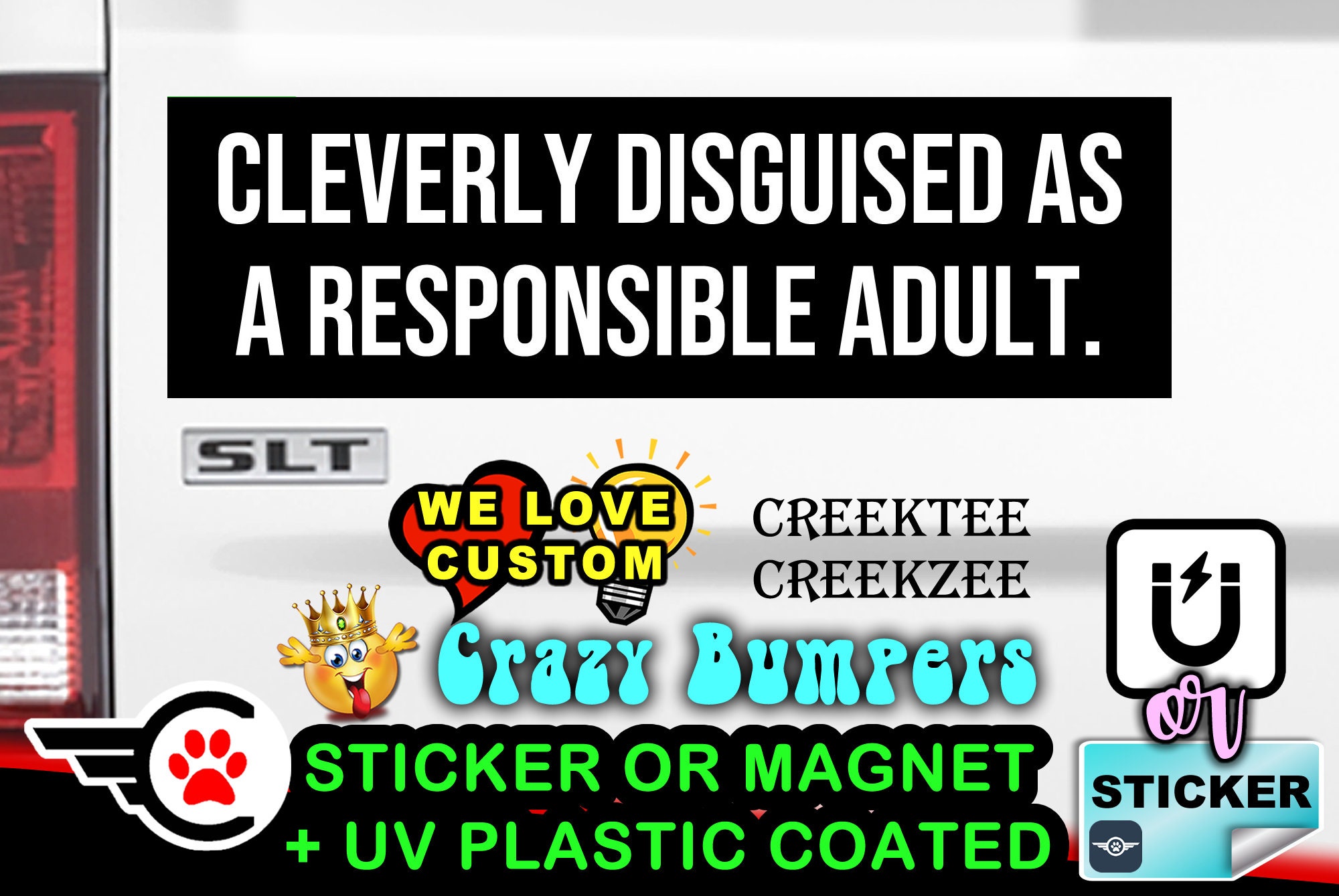 Cleverly disguised as a responsible adult - Funny Bumper Sticker or Magnet 4