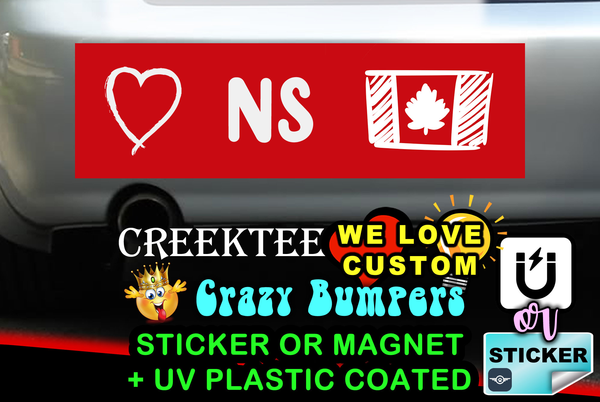 Love Nova Scotia Canada Bumper Sticker or Magnet in new sizes, 4