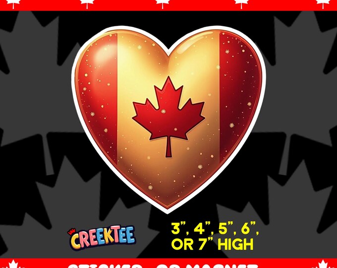 I Love Canada Bumper Sticker, Magnet, Vinyl Sticker or Window Cling, UV Laminate Coating, laptop, water bottle