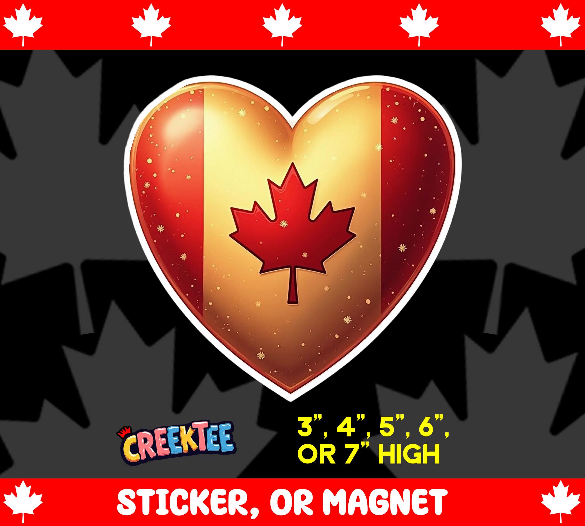 I Love Canada Bumper Sticker, Magnet, Vinyl Sticker or Window Cling, UV Laminate Coating, laptop, water bottle