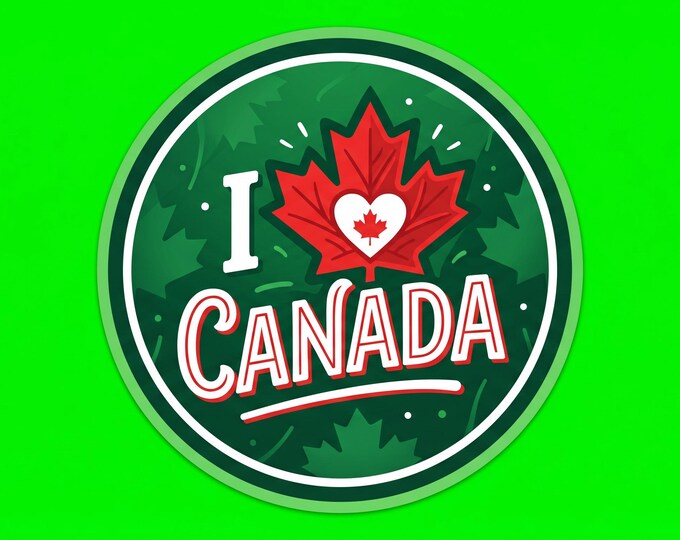 I Love Canada Bumper Sticker, Magnet, Vinyl Sticker or Window Cling, UV Laminate Coating