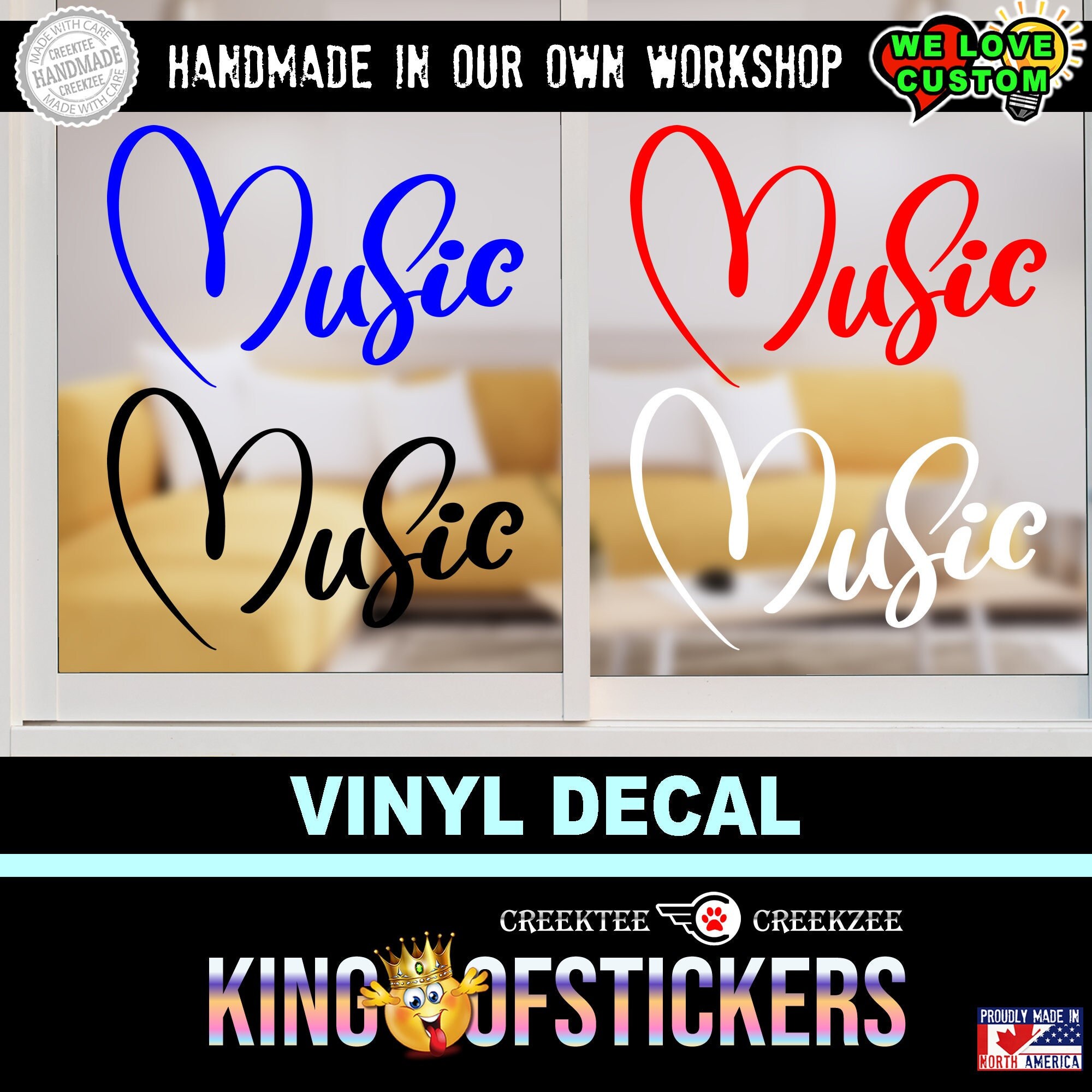 Music Vinyl Decal in various sizes and colors