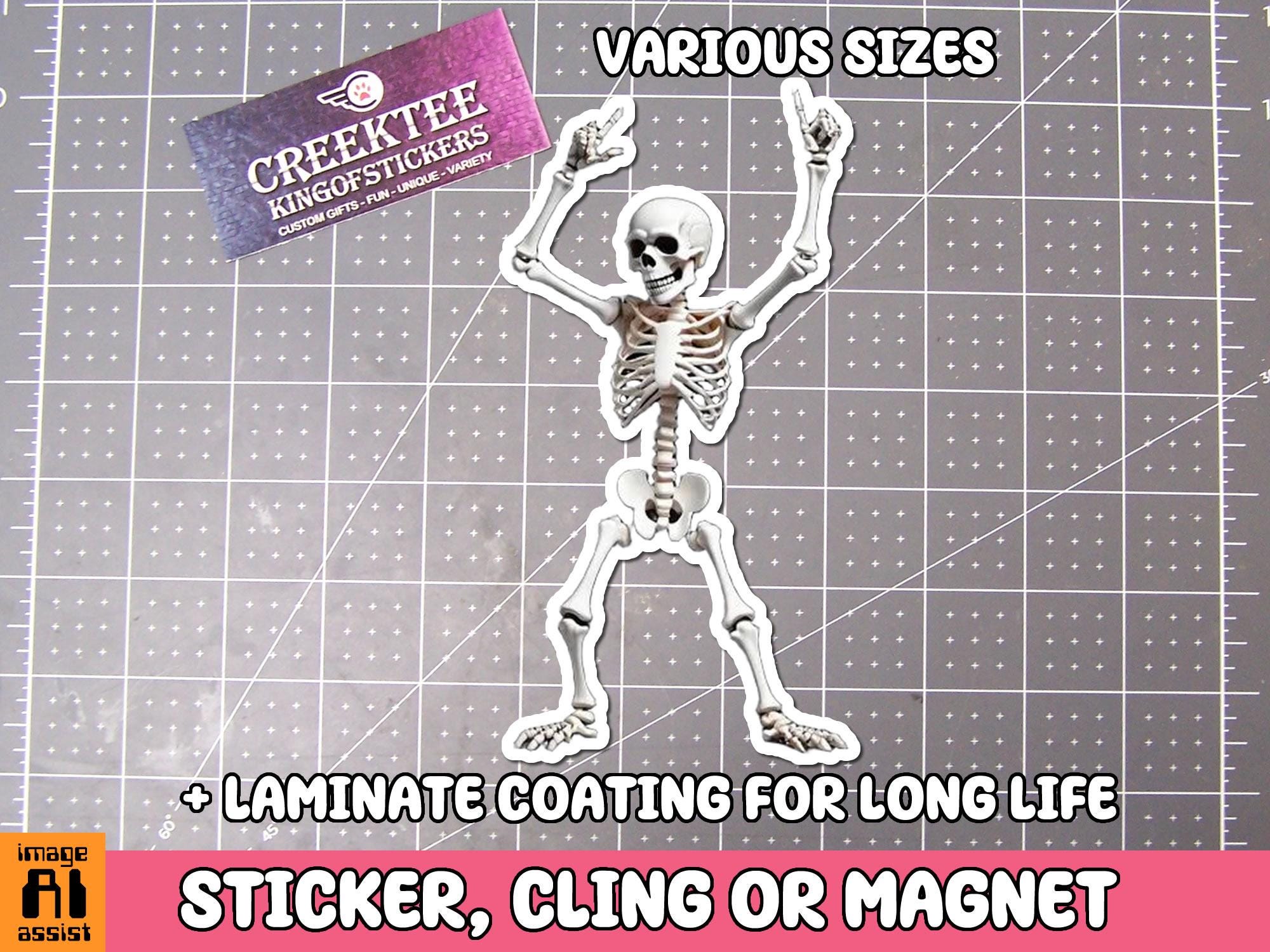 Skeleton Sticker Dancing Skeleton Magnet, dance macabre  Vinyl Sticker, Magnet or Cling in Various Sizes, skull drawing, laptop sticker