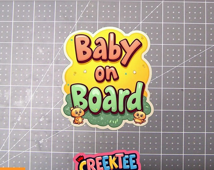Baby On Board Cute Cat Vinyl Sticker, Window Cling or Magnet in UV Laminate Coating