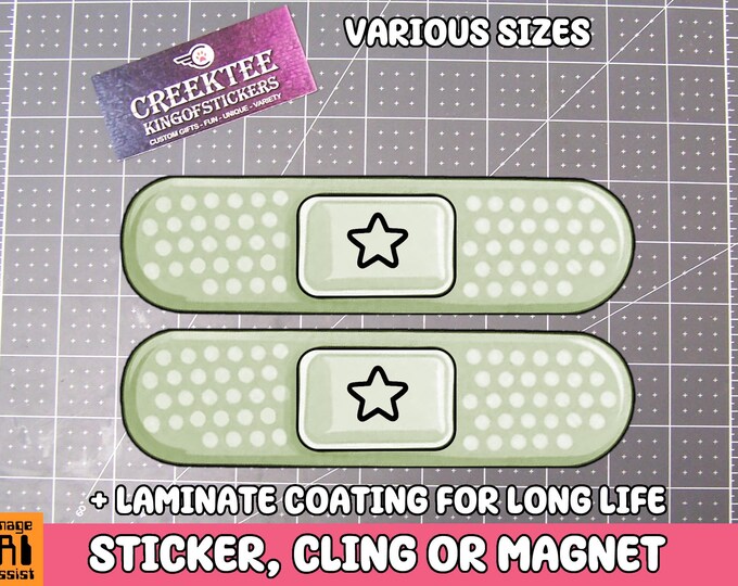 2x Bandage Vinyl Bumper Sticker or Bumper Sticker Magnet in UV Laminate Coating