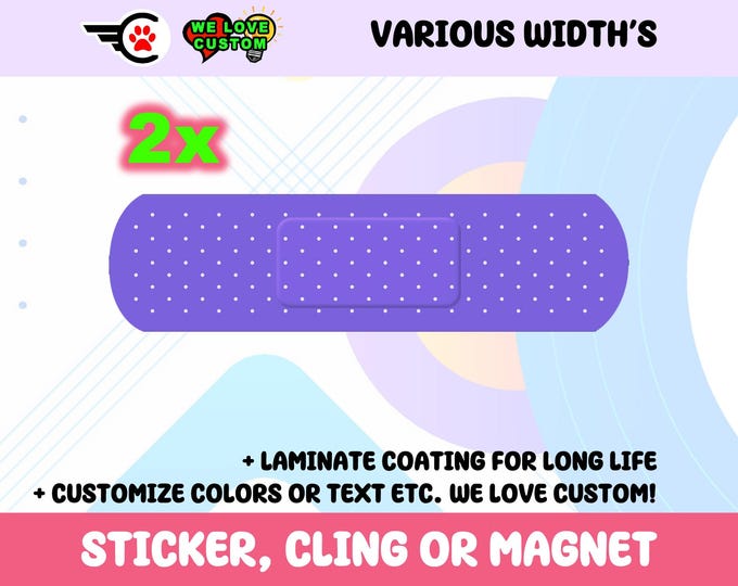 2x Purple Bandage Bumper Sticker, Magnet or Window Cling, UV Laminate