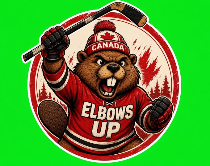 Proudly Canadian Round Elbows Up Bumper Sticker, Magnet, Vinyl Sticker or Window Cling, UV Laminate Coating
