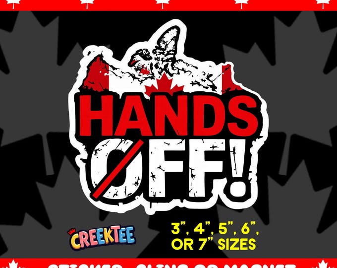 Hands Off! Protest Bumper Sticker, Magnet, Vinyl Sticker or Window Cling, UV Laminate, laptop, bottle