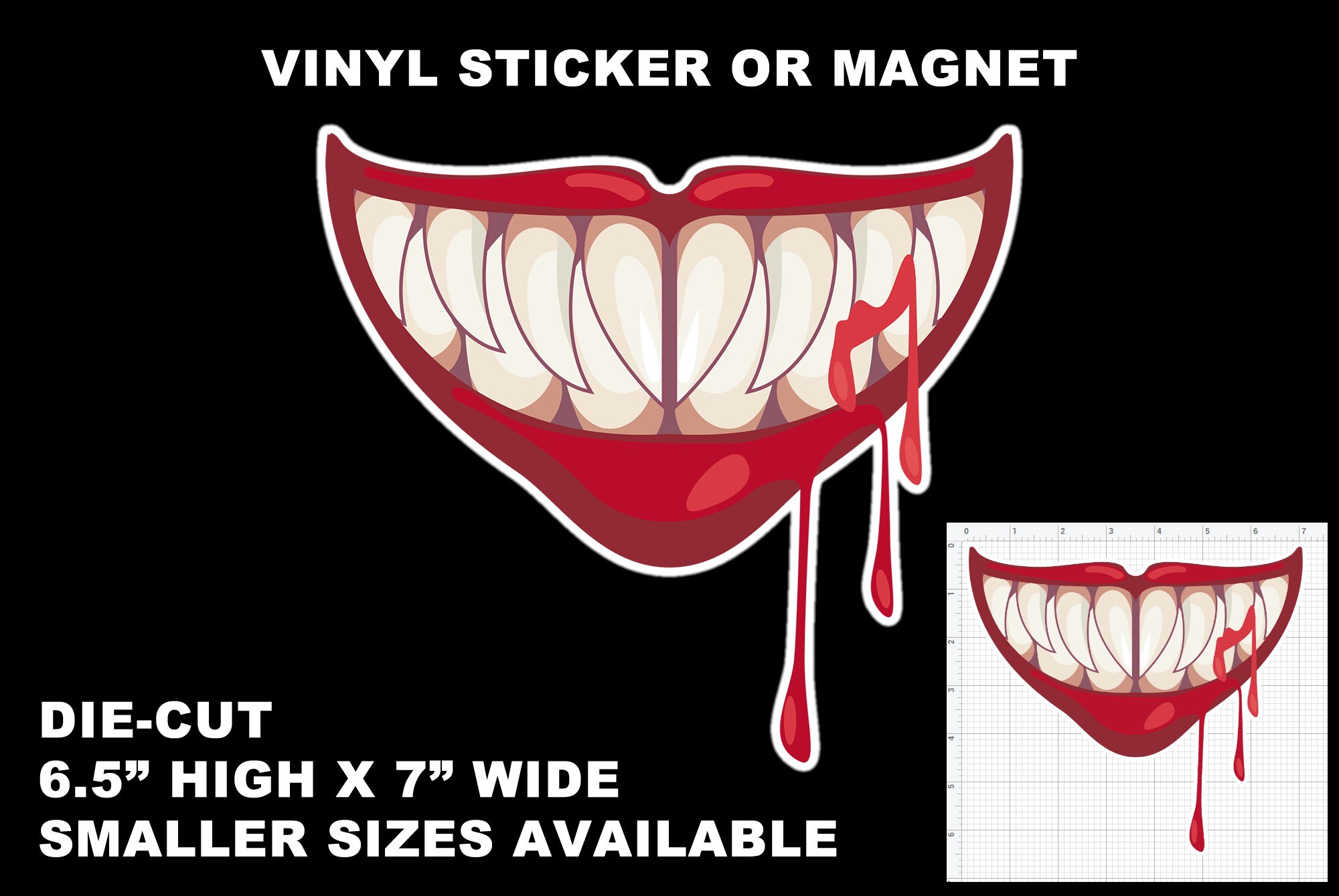 Evil smile die cut Quality Vinyl Sticker or Magnet VARIOUS SIZES with laminate coating