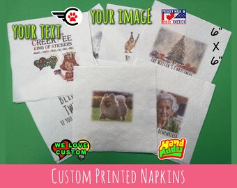 8X Custom Full Color Disposable Napkins | Custom Logo Napkins | Custom Photo Napkins | Full Color Napkins 6"x6" Disposable Napkins - Photo +