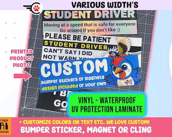 Custom Bumper Sticker, Magnet or Window Cling in Various Sizes, Your Text, Your Design Laminate Coating Choose 10" for Standard Size
