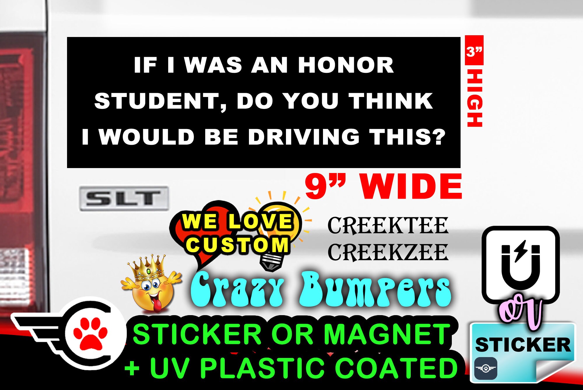If i was an honor student do you think i would be driving this? Bumper Sticker or Magnet 9