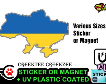 Ukraine Sticker or Magnet Premium 20mil magnet or Vinyl Sticker in UV 4.7ml Laminate Coating in various sizes