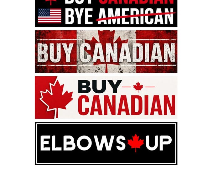 4x Pack, Canada Bumper Sticker, Magnet, Vinyl Sticker or Magnet in UV Laminate Coating - 8 inch wide