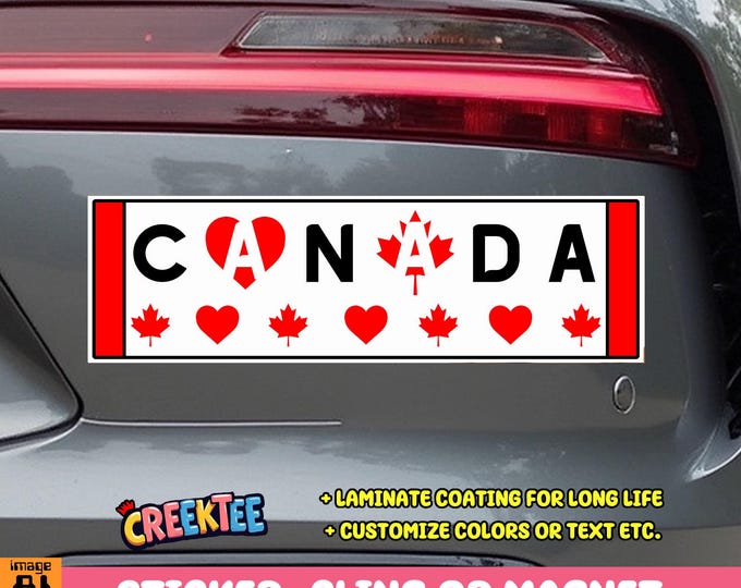 Canada Love Bumper Sticker, Magnet, Vinyl Sticker, Window Cling or Magnet in UV Laminate Coating
