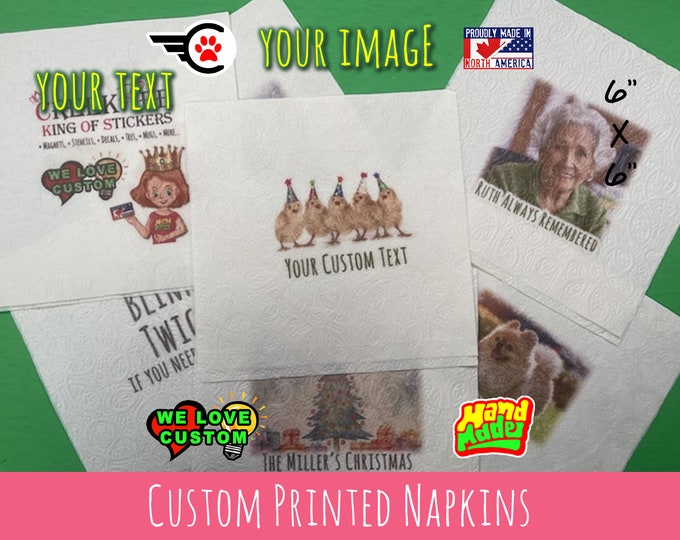 8X Custom Full Color Disposable Napkins | Custom Logo Napkins | Custom Photo Napkins | Full Color Napkins 6"x6" Disposable Napkins - Photo +