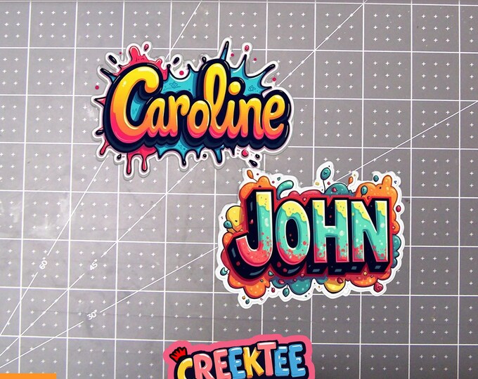 Custom Name Vinyl Sticker, Window Cling or Magnet in UV Laminate Coating