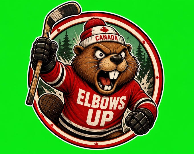 Proudly Canadian Round Elbows Up Bumper Sticker, Magnet, Vinyl Sticker or Window Cling, UV Laminate Coating