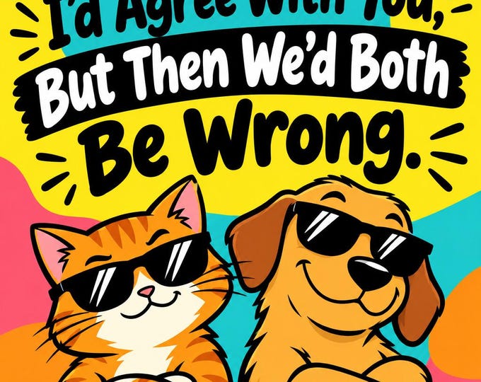 I’d Agree With You, But Then We’d Both Be Wrong. Square Bumper Sticker, Magnet, Vinyl Sticker or Window Cling, UV Laminate Coating