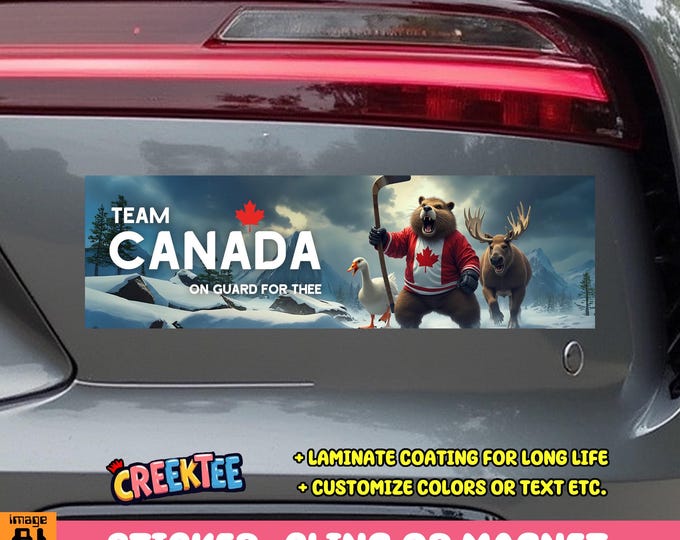 Team Canada Bumper Sticker, Magnet, Vinyl Sticker, Window Cling or Magnet in UV Laminate Coating