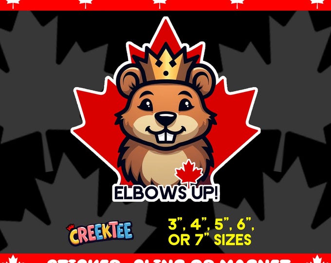Elbows Up Canada Bumper Sticker, Magnet, Vinyl Sticker or Window Cling, UV Laminate Coating, laptop, water bottle