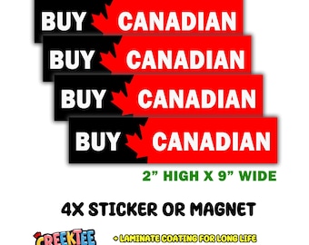 4x Pack, Buy Canadian Bumper Sticker, Magnet, Vinyl Sticker or Magnet in UV Laminate Coating