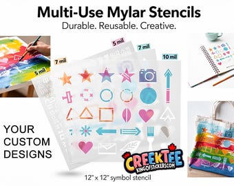 Custom Mylar Multi-Use Stencil For Painting, Etching etc, in various sizes and thickness