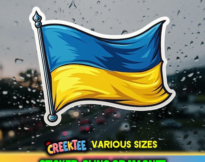 Ukraine Vinyl Sticker, Magnet or Cling in Various Sizes, coated in Laminate